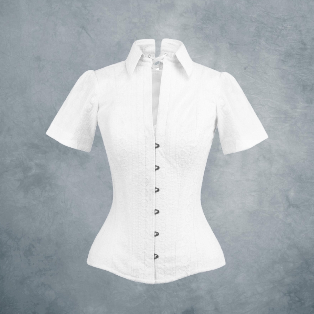 Chic White Corset Women's Blouse Size 28 (31/32" Natural Waist)